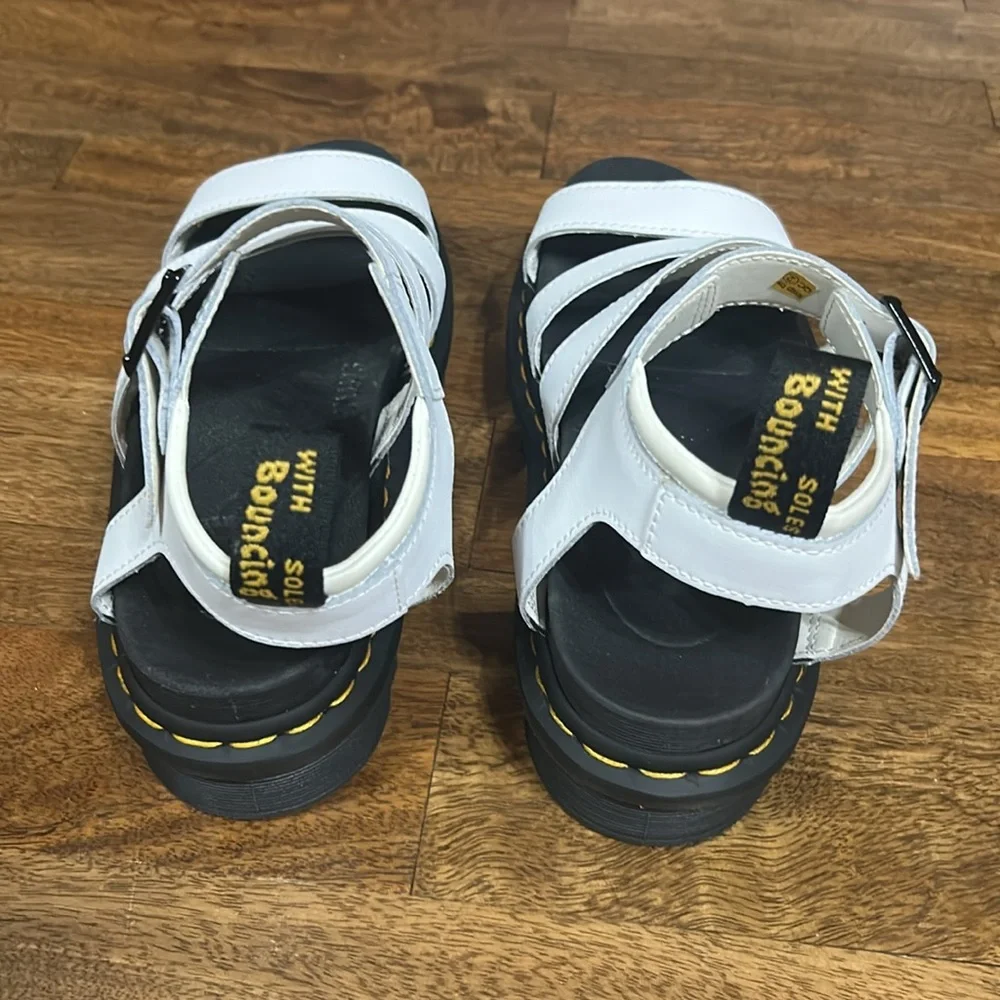 Dr. Martens White Leather Platform Gladiator Sandals